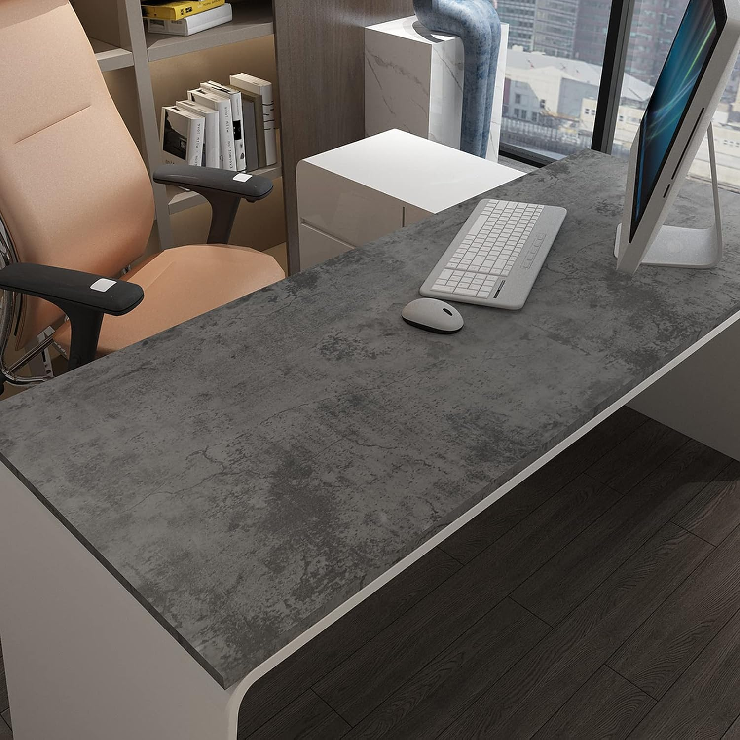 40Cmx3M Grey Concrete Peel and Stick Wallpaper Self Adhesive Removable Thick Contact Paper Modern Industrial Cement Textured Matte Wall Mural Waterproof Vinyl Wrap for Furniture Countertop Panel Decor image number 5