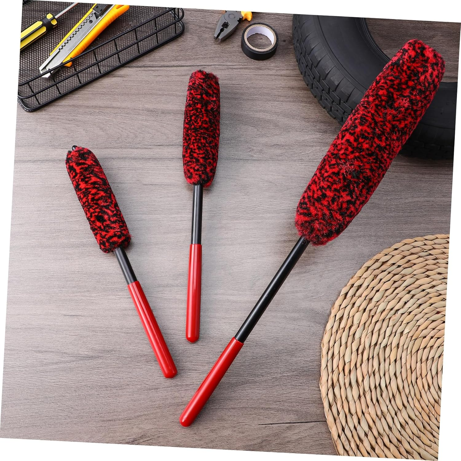 BUGUUYO 3Pcs Bendable Tire Cleaning Brush Flexible Automotive Detailing Tools for Wheels Car Wash and Interior Care Soft Bristles for Gentle Grime Removal image number 3