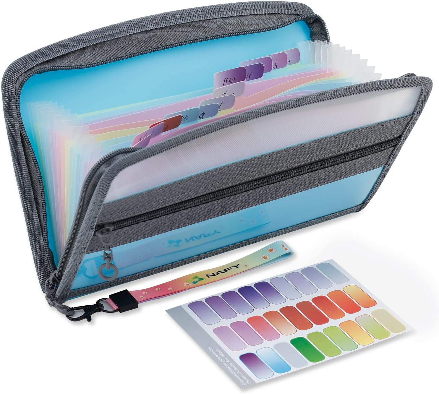 NAFY Small Accordion File Organizer, A5 Check Size 13 Pockets Coupon Receipt Holder Organizer with Zipper, 11X7 Inches Accordion Expanding Folder Wallet for Coupon, Receipt, Bills, Cash(Lavender)