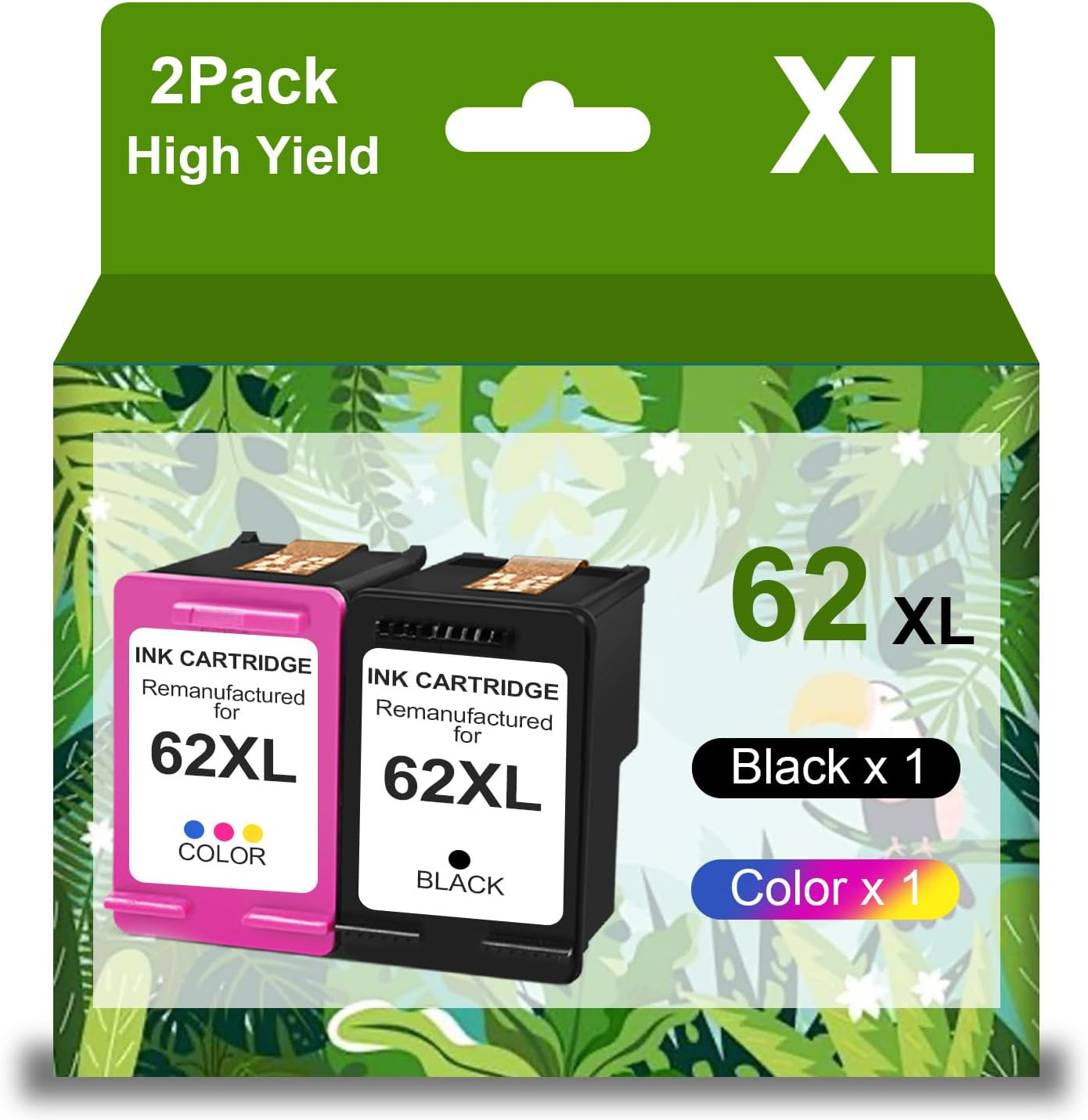 62XL Ink Cartridge Black and Color Combo Pack Replacement for HP Ink 62 62XL for Envy 5540 5542 7640 7645 8000 8005 5640 5642 5643 5644 5646 5660 5665 Officejet 200 250 258 (1 Black 1 Tri-Color) image number 6