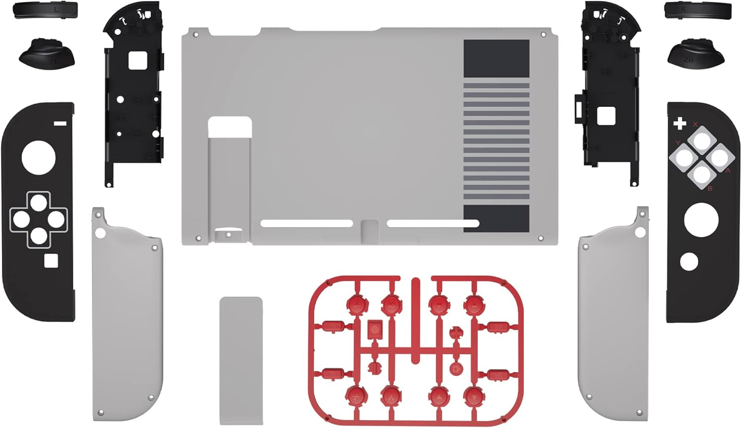 Extremerate Back Plate for Nintendo Switch Console, NS Joycon Handheld Controller Housing with Full Set Buttons, DIY Replacement Shell for Nintendo Switch - Classics NES Style - Classic Nes Style image number 3