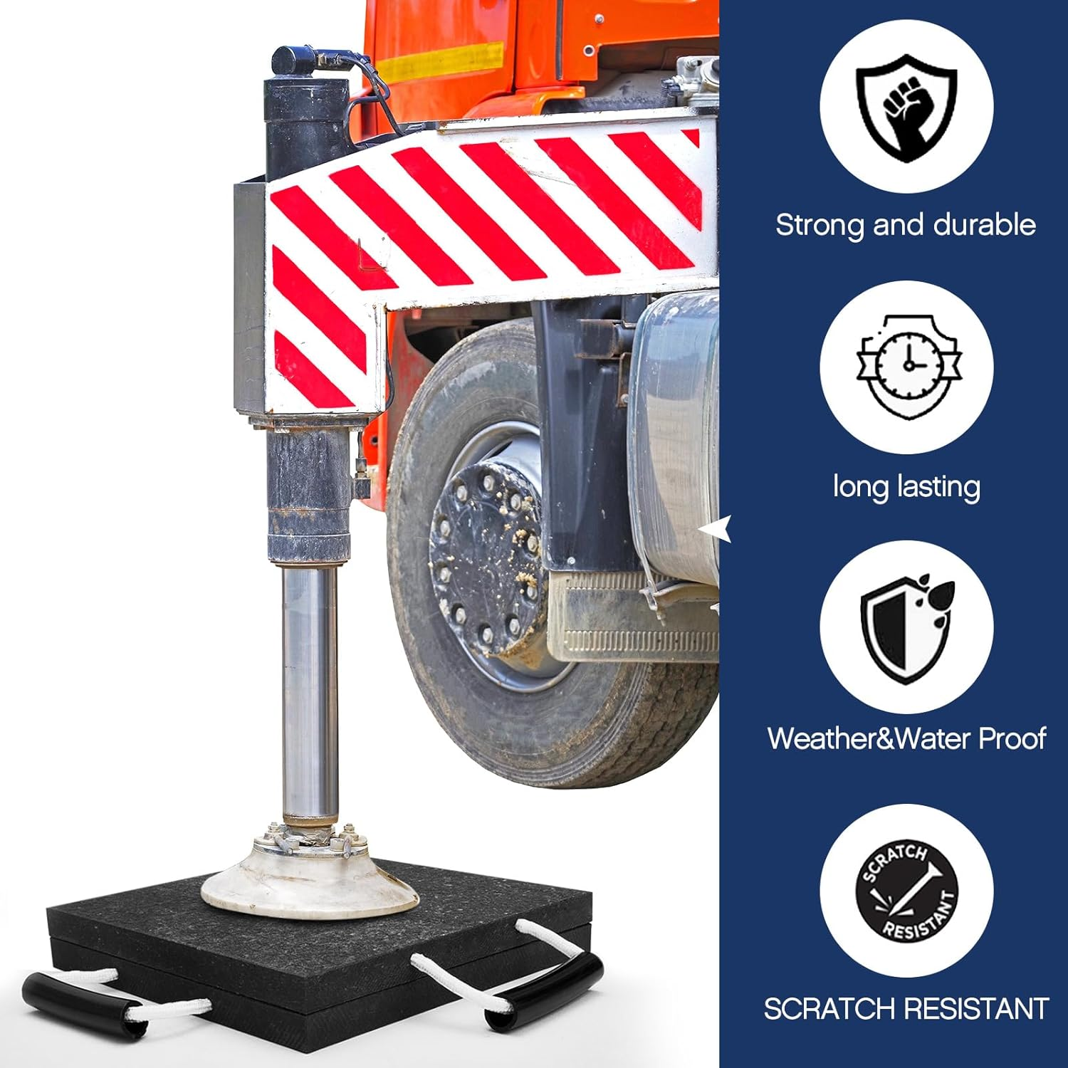 2 Pcs Rv Jack Blocks Pads Stabilizing Outrigger Pads Rv Leveling Stackable Waterproof Handle for Tow, Service Truck, Trailer, Crane, Wrecker Landing Gear, Black (8 X 8 X 0.7 Inches) image number 5