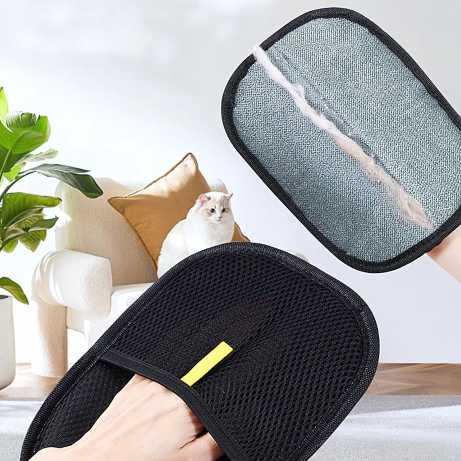 BGENHPON Pet Hair Remover Glove Reusable Silicone Double Sided for Cats and Dogs, Grooming Glove for Shedding, Bathing, Washing and Static Removal, 1PC image number 5