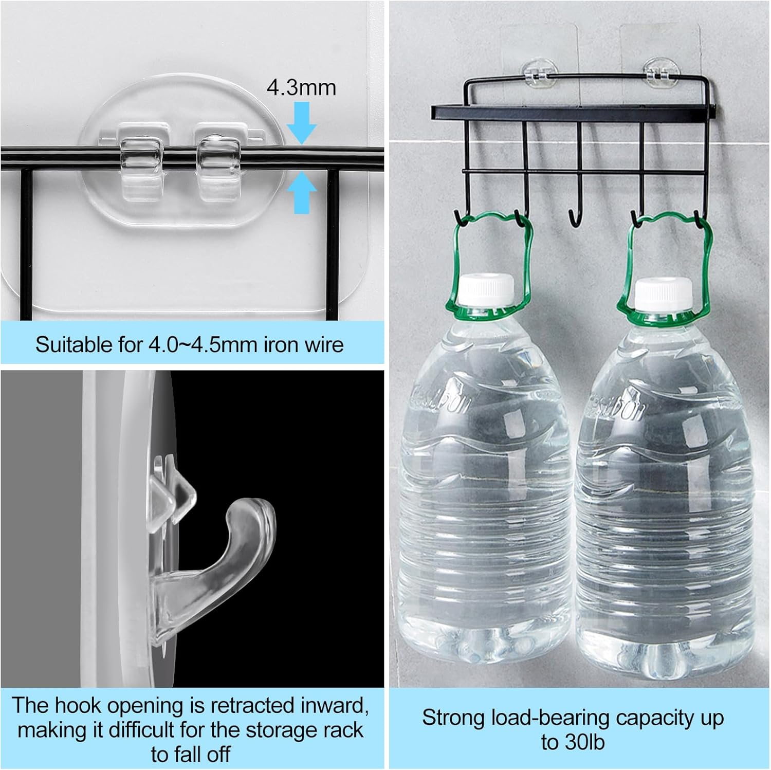 Vivinin 15 Pack Shower Caddy Adhesive Replacement, Shower Shelf No Drilling, Strong Hooks for Shower Caddy, Soap Holder, and Kitchen Racks image number 2