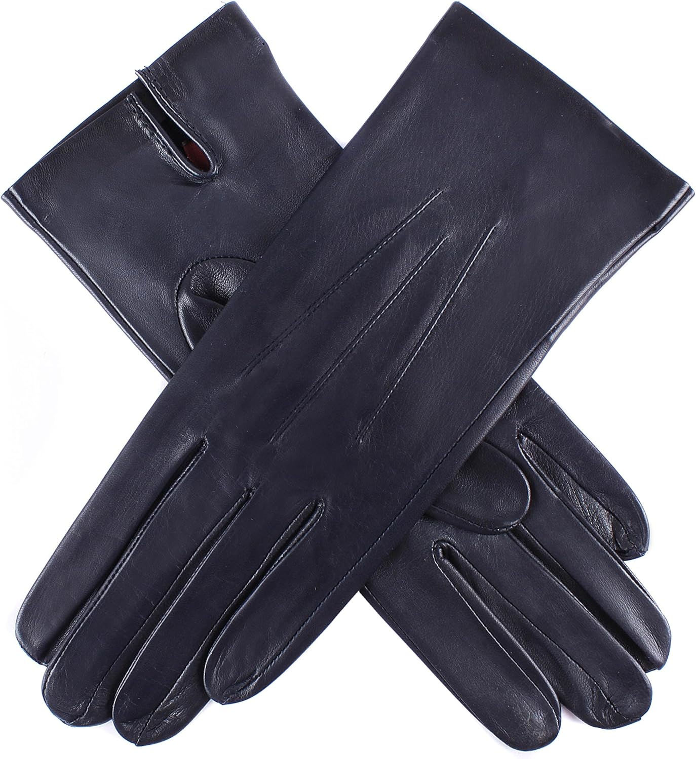 Dents Women'S Classic Leather Unlined Gloves with 3 Point Stitching & Palm Vent, Navy, Size 6.5