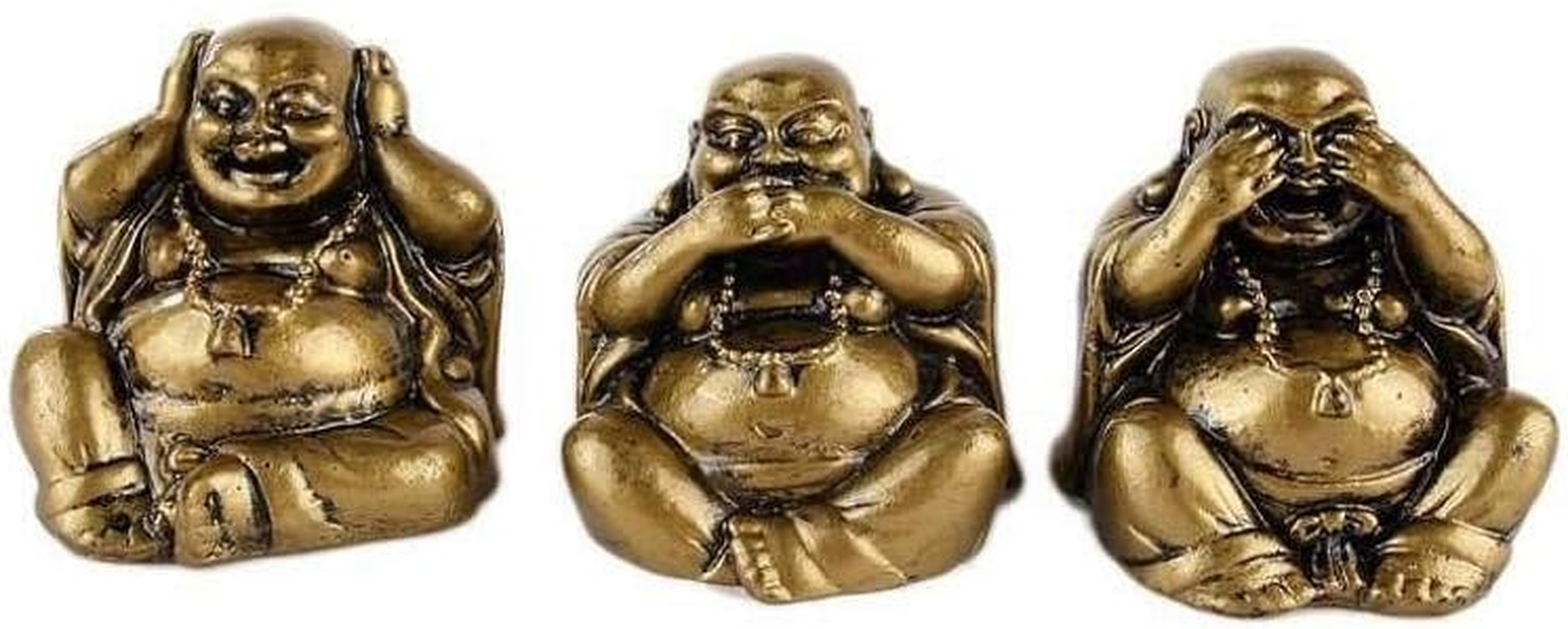 Lachineuse - Set of 6 Laughing Buddha Statuettes - Small Buddha Figures - Health, Wealth, Wisdom, Happiness - Feng Shui Lucky Charm Home Decoration - Gift Idea Zen Decoration Asia image number 2
