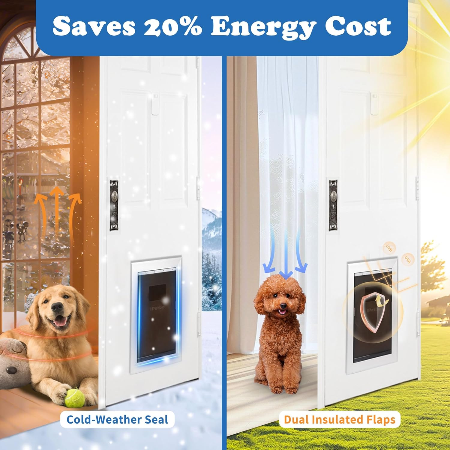 Large Dog Door for Door - Aluminum, Lockable for Safety, Easy in & Out, Extreme Weather Resistant, up to 110 Lbs image number 6