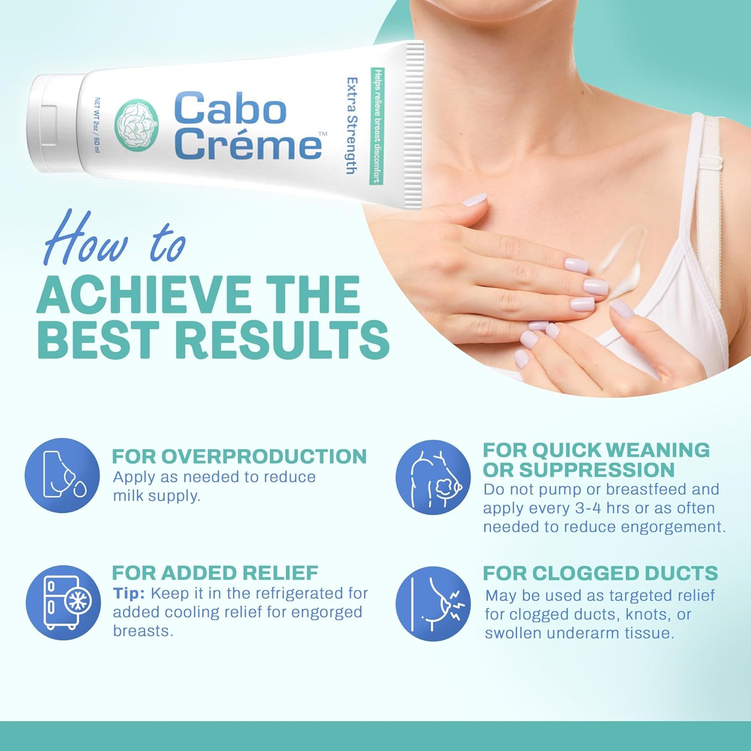 Cabocr&eacute;me Extra Strength Cabbage Breast Cream &ndash; 2X Strength for Engorgement Relief & Weaning Support &ndash; Helps Dry up Breast Milk &ndash; OB-GYN Created & Mum-Approved &ndash; 60G Tube image number 3