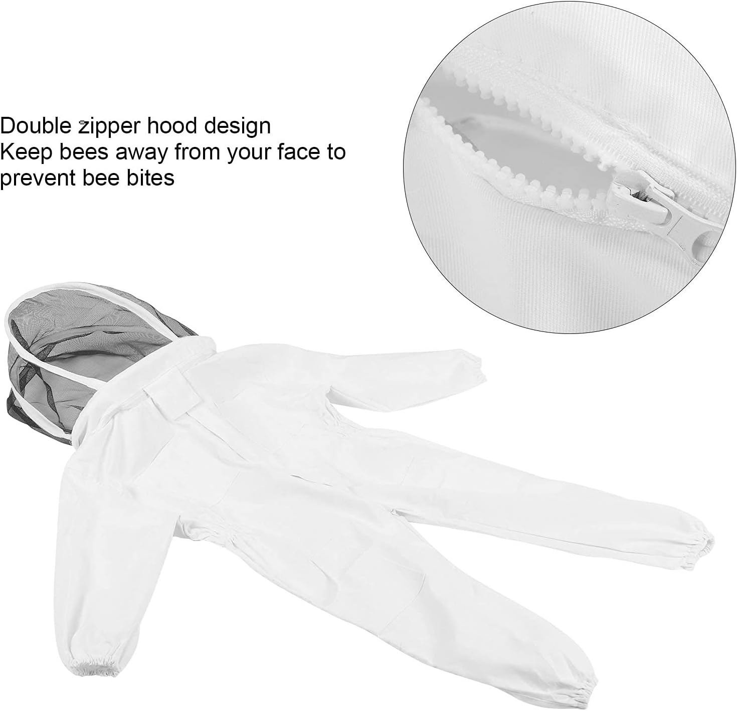 Beekeeper, Breathable and Ultra‑Thin Children Bee Suit Foldable with Zipper Design for Being Bitten(White, M) image number 6