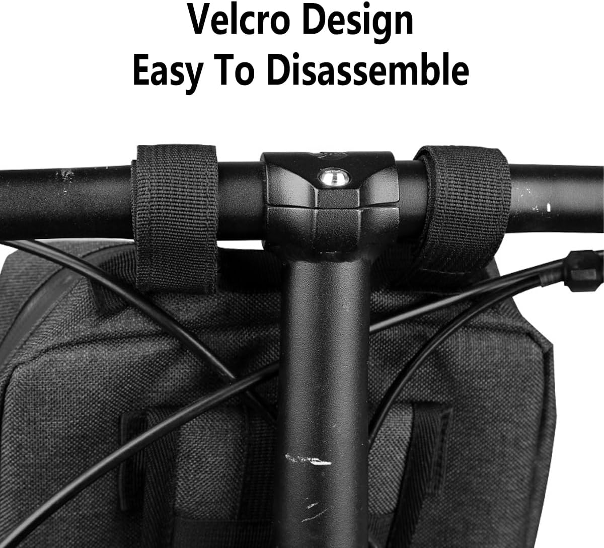 AIMALL Bicycle Handlebar Bag Mountain Bike Front Tube Bag Grey Oxford Fabric Folding Bike Cycling Storage Pouch 11.8In X 7.87In X 2.95In Magic Tape Strap Compact Equipment image number 5