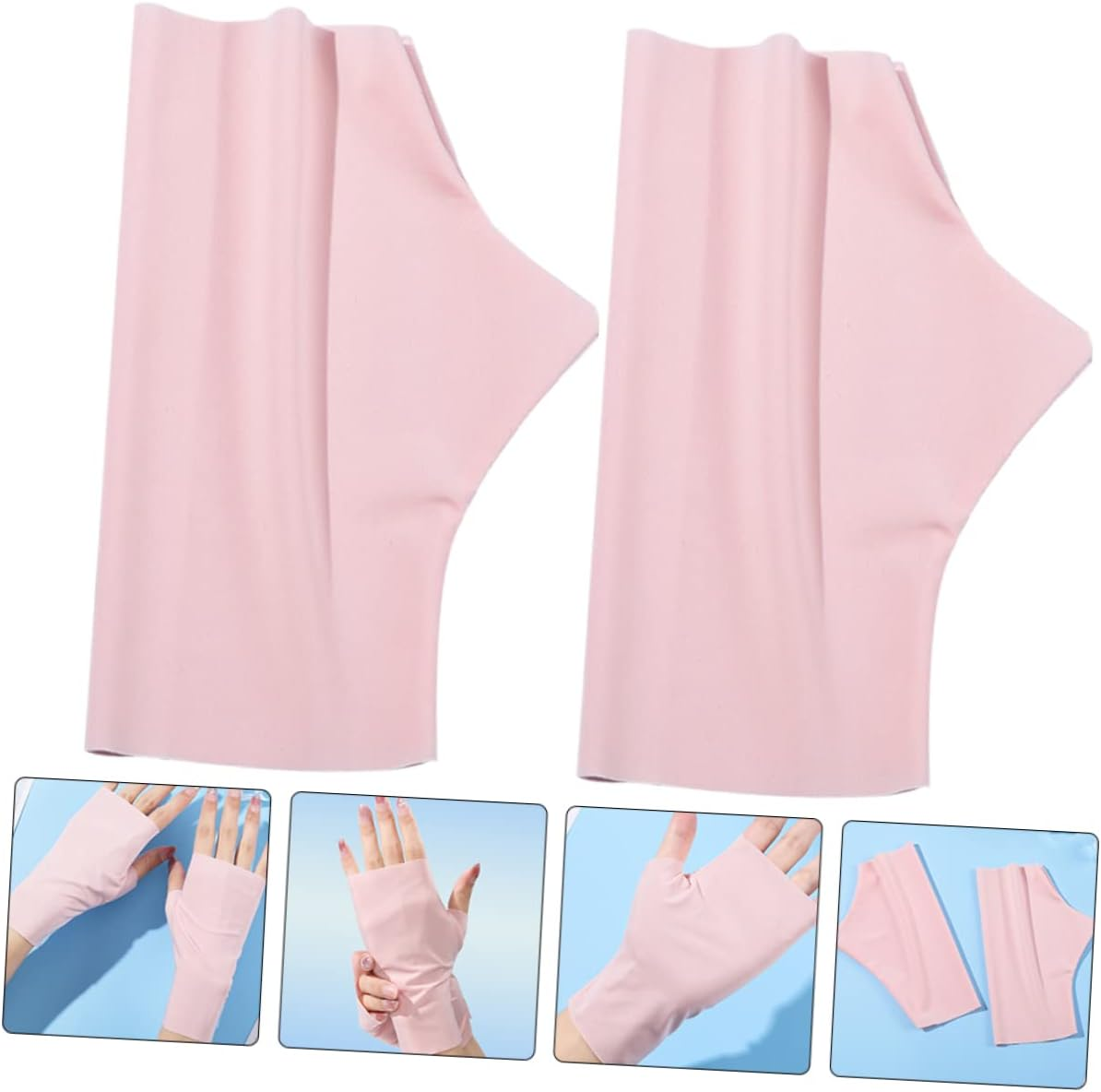 Ipetboom Nail UV Gloves 1 Pair Ice Silk Nail Gloves Uv Protection Gloves for Manicure anti Uv Hands Gloves anti Gloves Manicure Gloves anti Uv Nail Art Gloves Miss Summer Nylon Dryer Pink image number 2