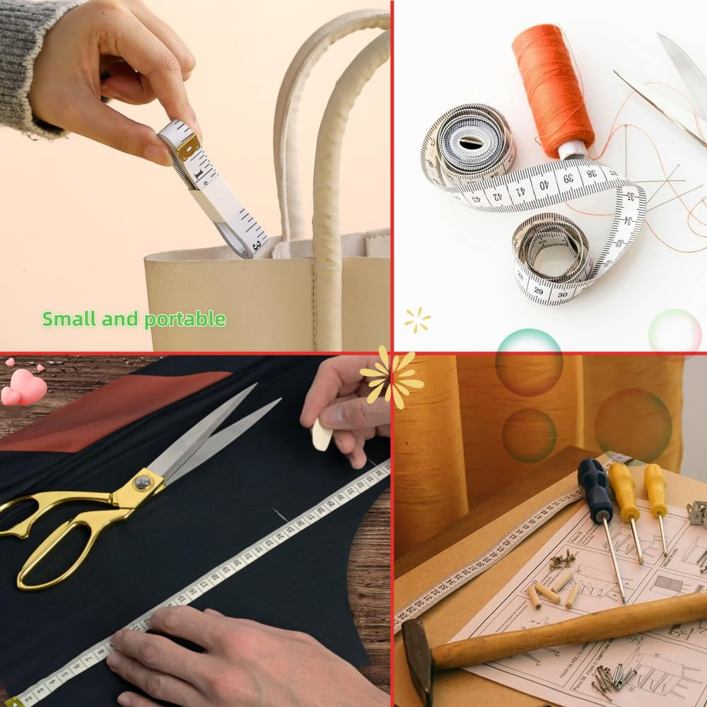 4PCS Body Measuring Ruler Sewing Cloth Tailor Tape Measure Soft Flat 60Inch1.5M, Dual-Sided, Large Print, Flexible, Metal Ends image number 1