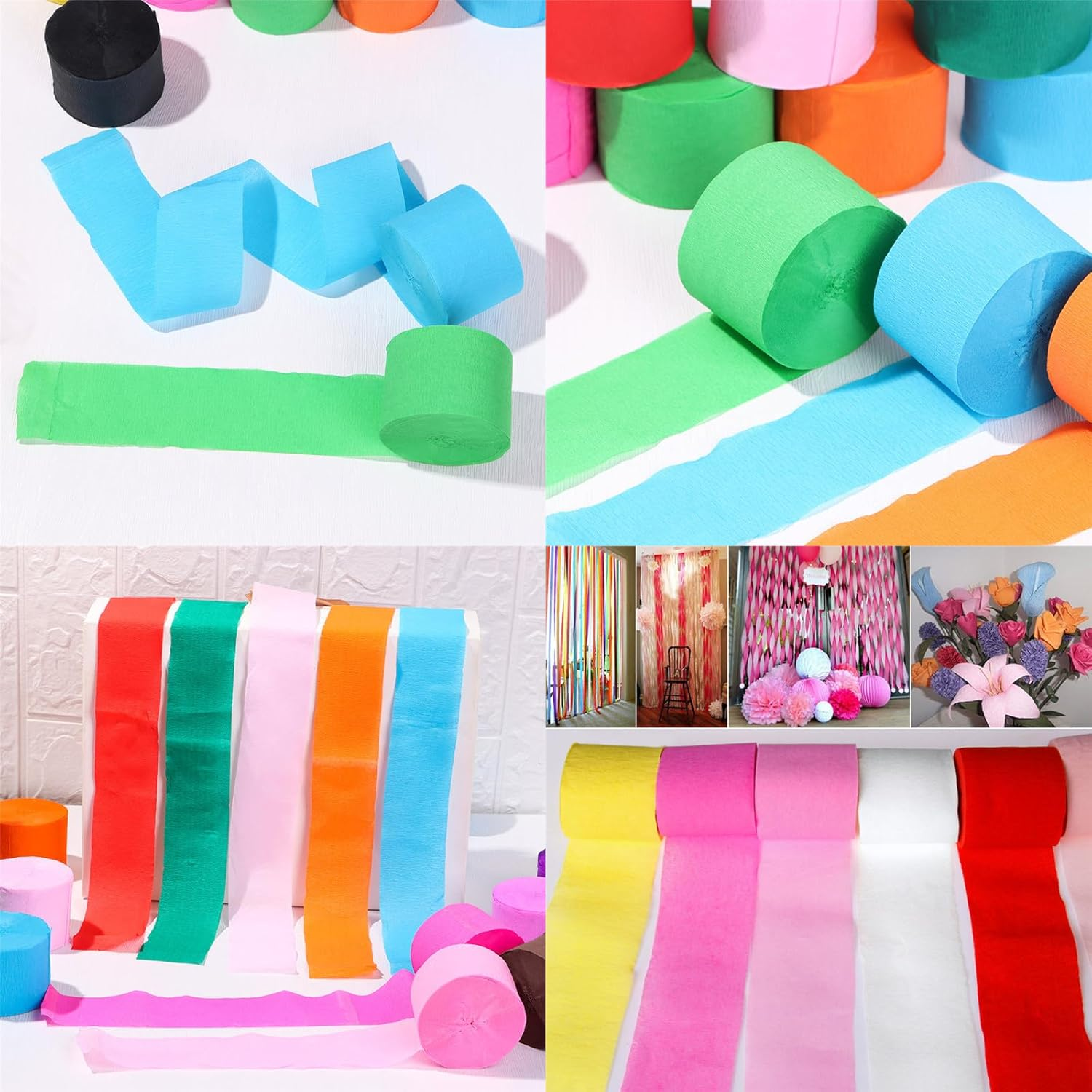 10 Rolls 82-Ft Crepe Paper Streamers,Rainbow Streamers Party Decorations Streamer Paper Rolls Birthday Decorations,Party Decorations,Wedding Decorations, Daily Parties and Festivals（10 Colors） image number 3