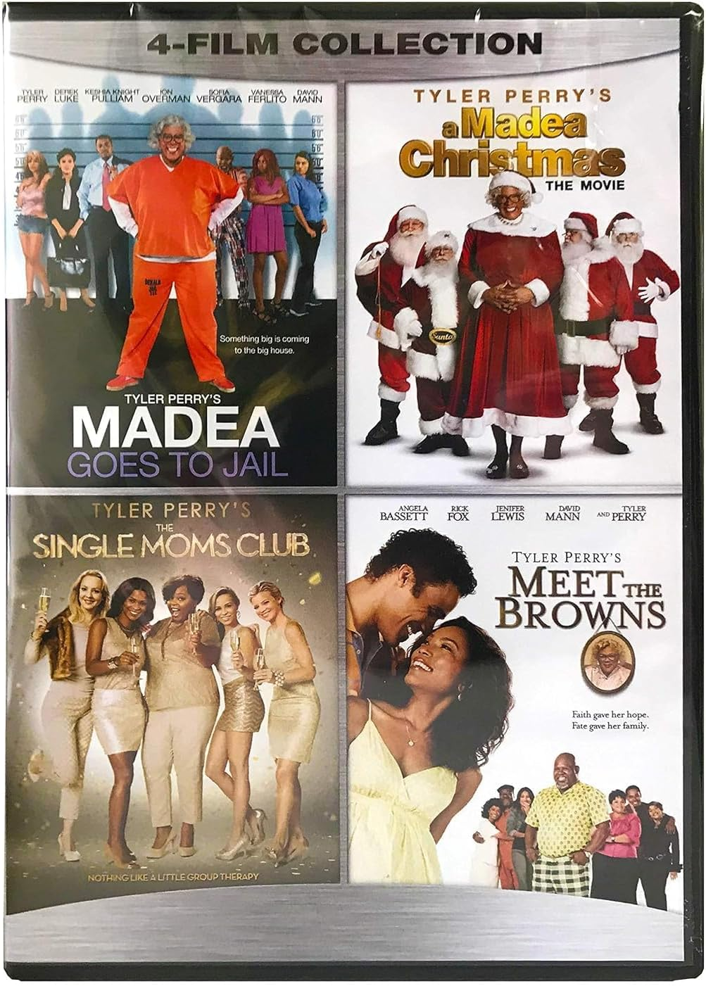Tyler Perry 4 Film Collection DVD - Madea Goes to Jail / a Madea Christmas / Single Moms Club / Meet the Browns - New Movies Set