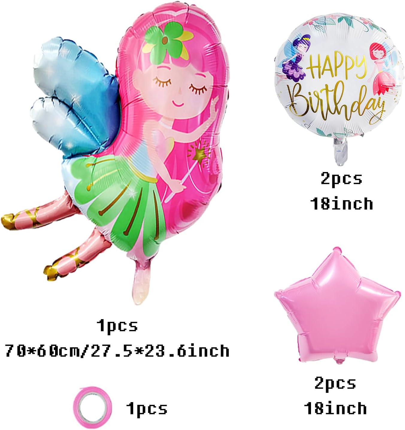 Fairy Princess Party Decorations Balloons, Fairy Balloons Star Balloons Magical Fairy Tale Balloon Perfect Floral Wonderland Fairies Themed Mylar Foil Helium Balloon Decor (Princess) image number 4