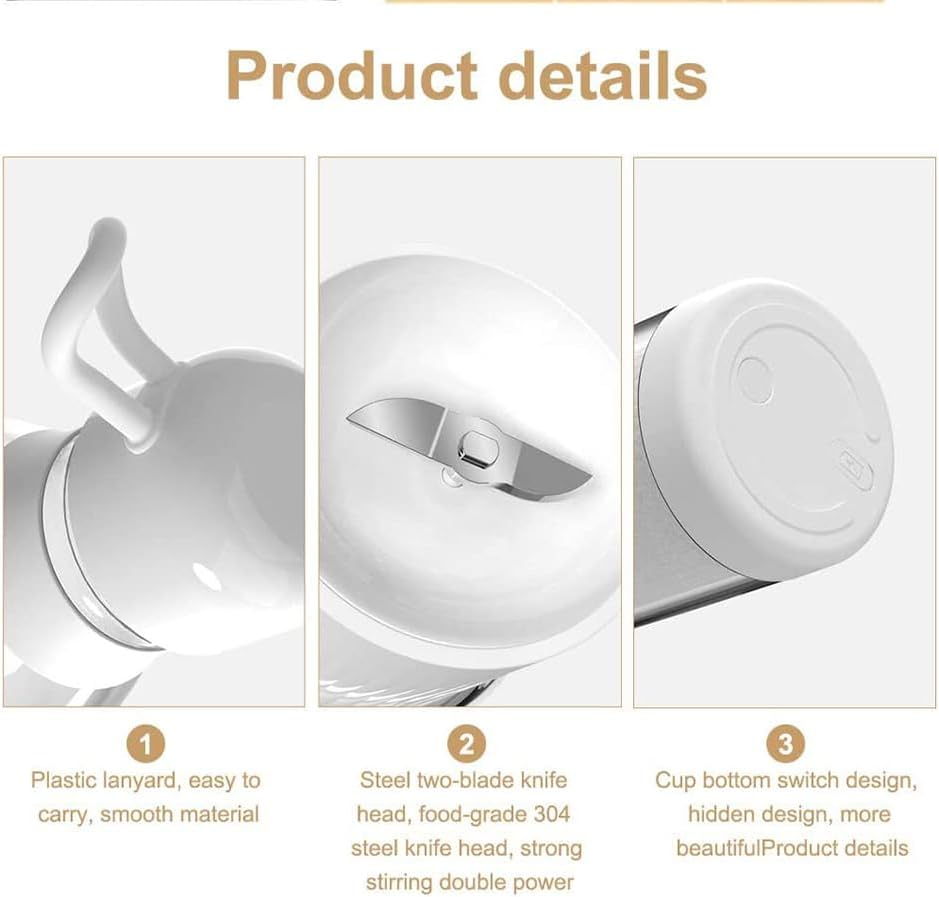 Portable Juice Blenders for Smoothie USB Rechargeable Mini Juicer Machines Extractor Household Fruit Mixer Small Cup 300Ml Personal Travel Outdoors image number 2