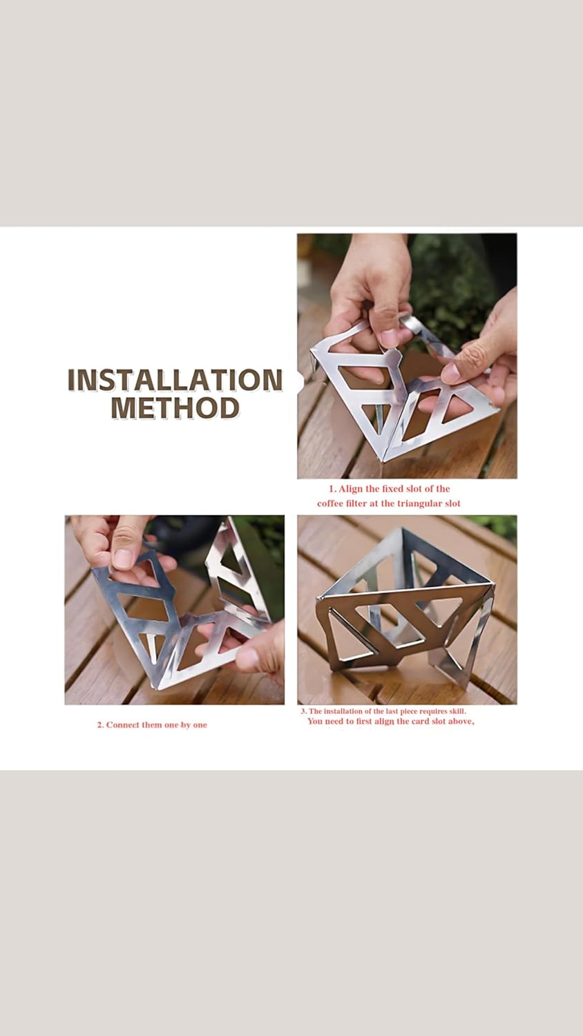 Compact Foldable Coffee Dripper & Stainless Steel V60 Filter Holder - Includes Storage Bag & 40 Filter Papers - for Camping, Travel, Office Use image number 2