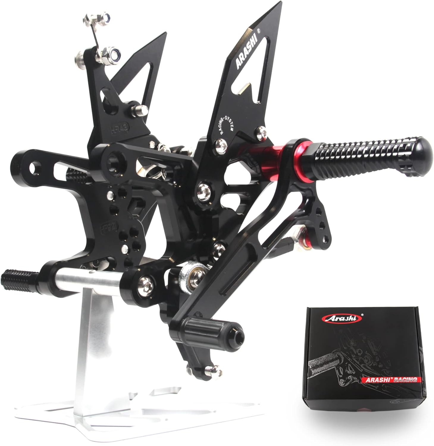 Arashi Version 2.0 Adjustable Rearsets for Kawasaki Ninja ZX10R ZX1000 2021-2023 ABS Include, Black