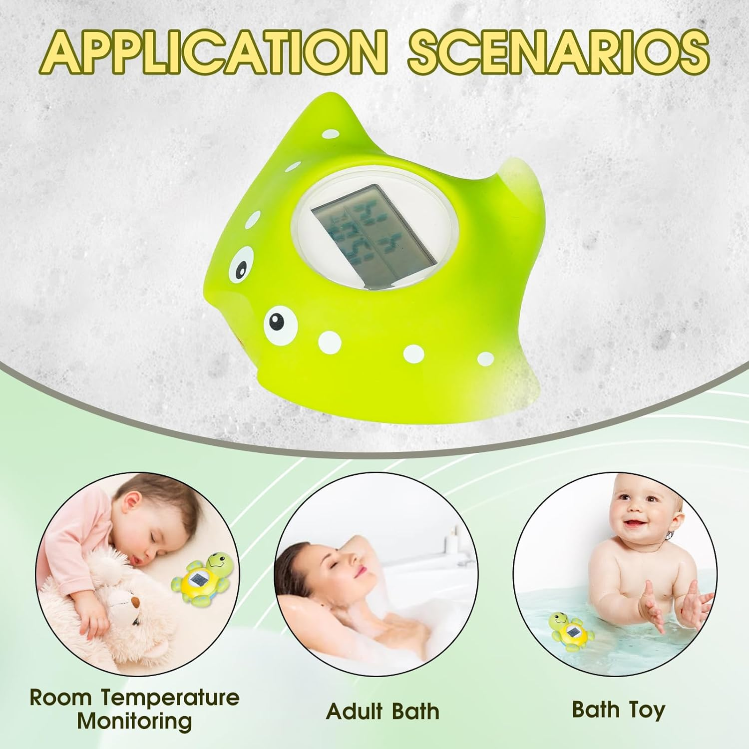 Baby Bath Thermometer, New Upgraded Digital Water Thermometer with 3 Color Backlight and Temperature Warning, Safe Bath Thermometer Floating Toy for Babies and Toddlers （Devil Fish） image number 6