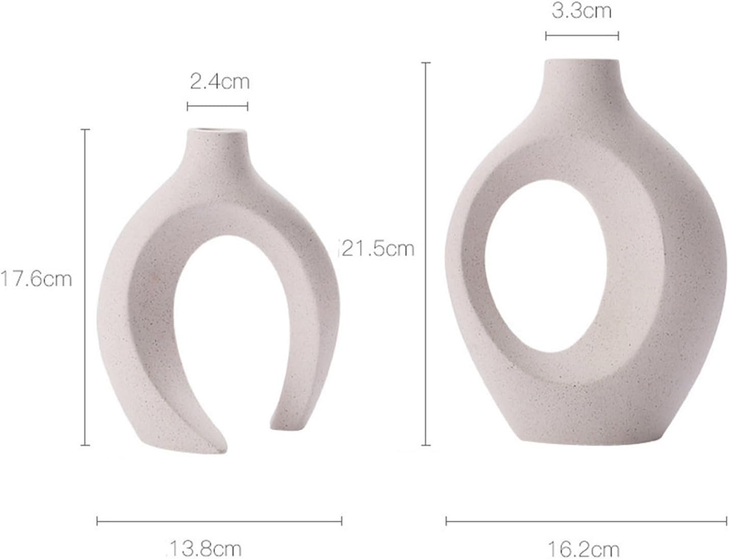 Creative Ceramic Modern Vase - Boho Style Decorative Ceramic Flower Vase, ​Hollow Donut Flower Vases Minimalist Art Decorative Style, for Unique Home Decor | 2 Pieces | (Flowers Not Included)