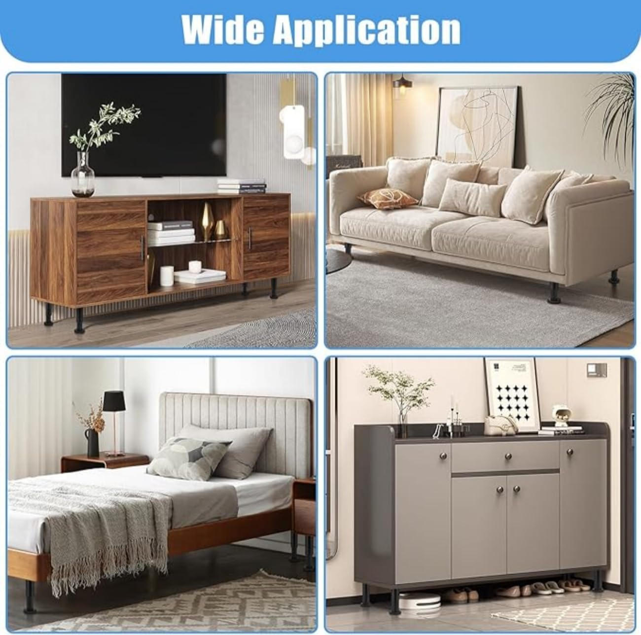 2-Piece Bed Support Legs - Adjustable Metal Furniture Legs 18-30Cm for Bed, Sofa, Cabinet, Couch, Dresser, Table image number 4