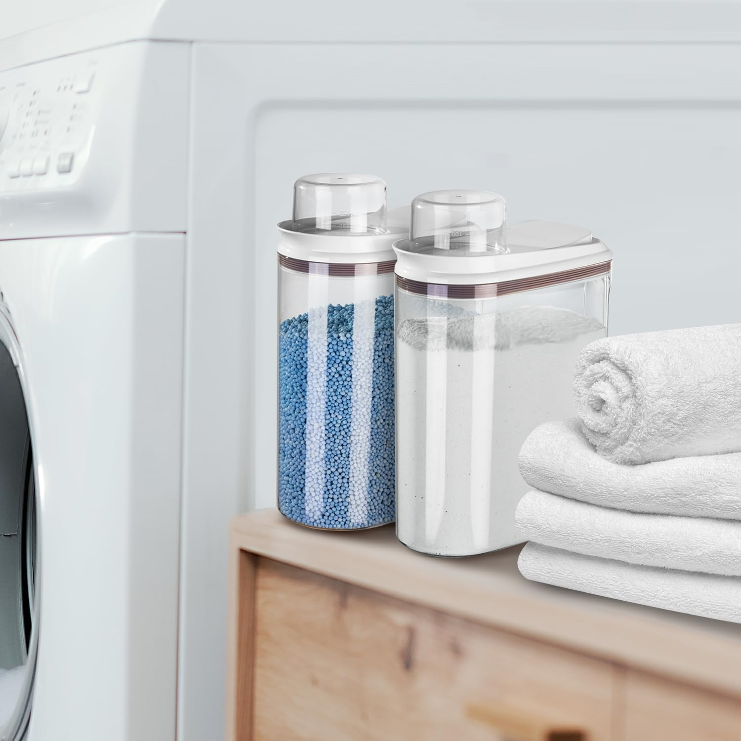 Livlab Mker Laundry Detergent Dispenser with Lid, Powder Container for Laundry Room Organization and Storage, Scent Booster Beads with Measuring Cup 3.5L/8Lbs/125Oz image number 3