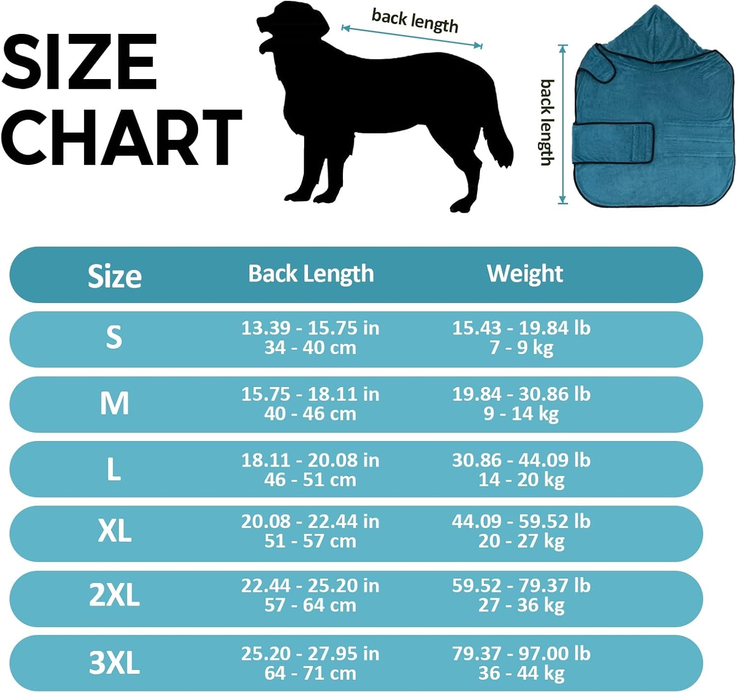 Avont Dog Bathrobe - Super Absorbent Pet Drying Towel Bath Robes after Bath Shower Swim Wet Walk for Puppies -Blue(L) image number 1