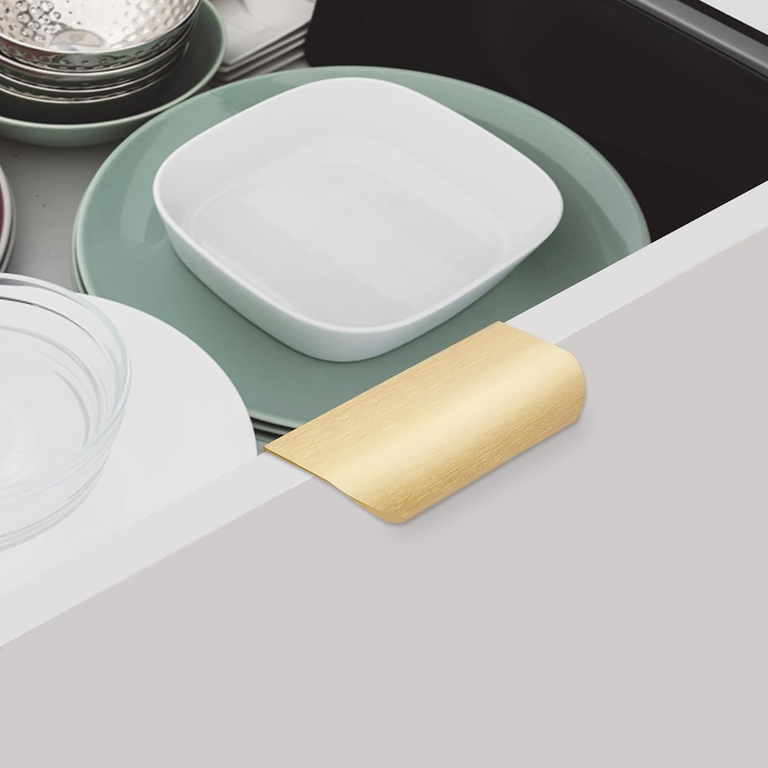 Malimali 5 Pack Dark Gold Edge Finger Pulls for Cabinets 3.15" Kitchen Drawer Handles Modern Aluminum Concealed Tab Pulls for Closet Door, Brushed Dark Gold image number 4