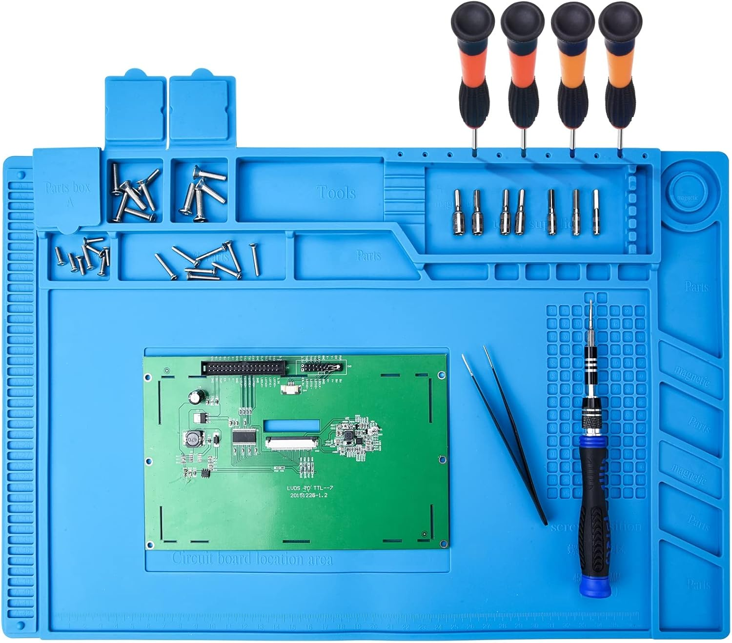 Anti-Static Soldering Mat Preciva 500℃ Heat-Resistant Magnetic Multi-Purpose Work Station Pad for Soldering Brazing Phone Watch Repair (40 X 30 Cm) image number 6