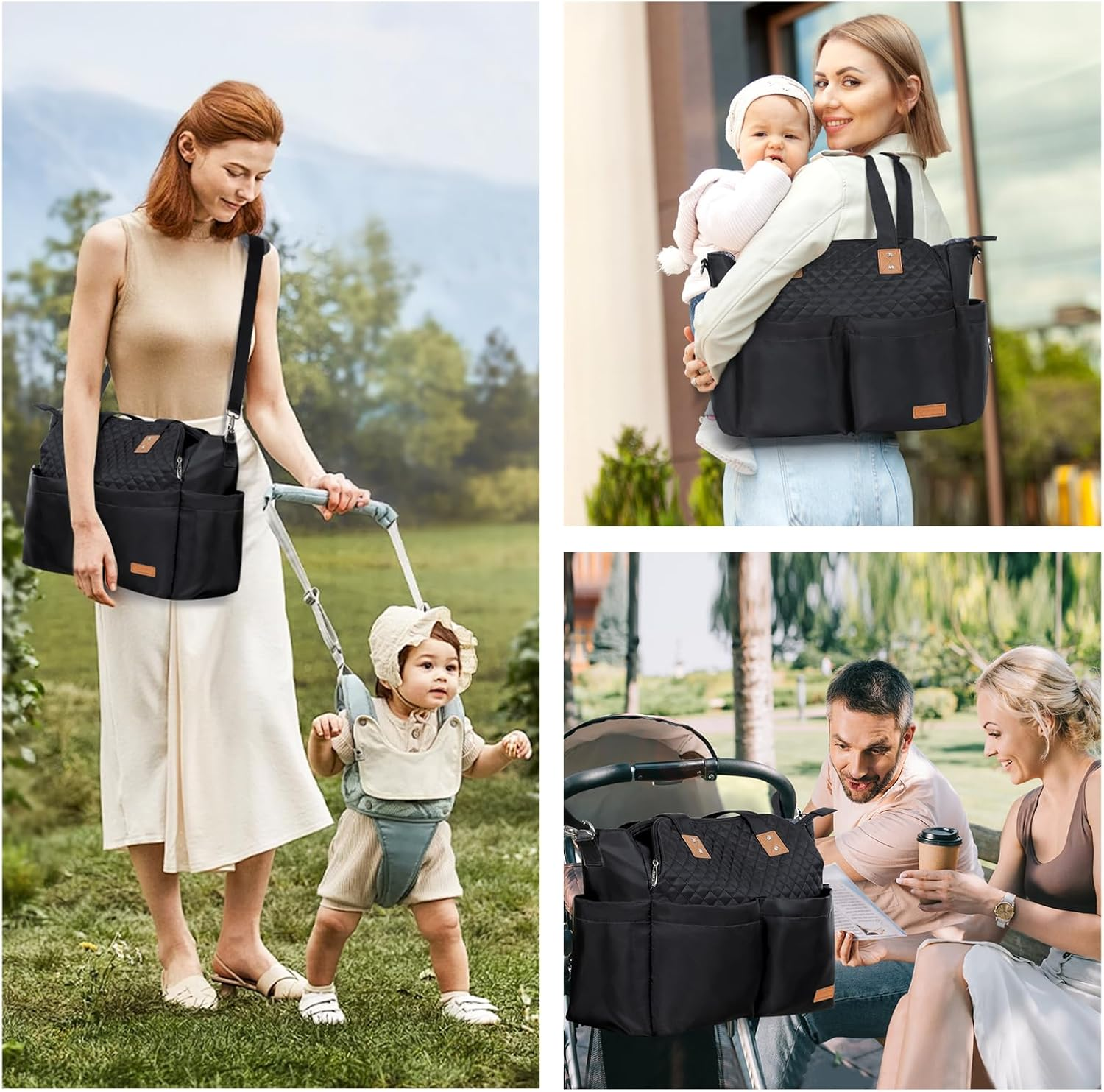 Lekebaby Baby Changing Bag Messenger Large with Changing Mat for Travel - Green image number 6