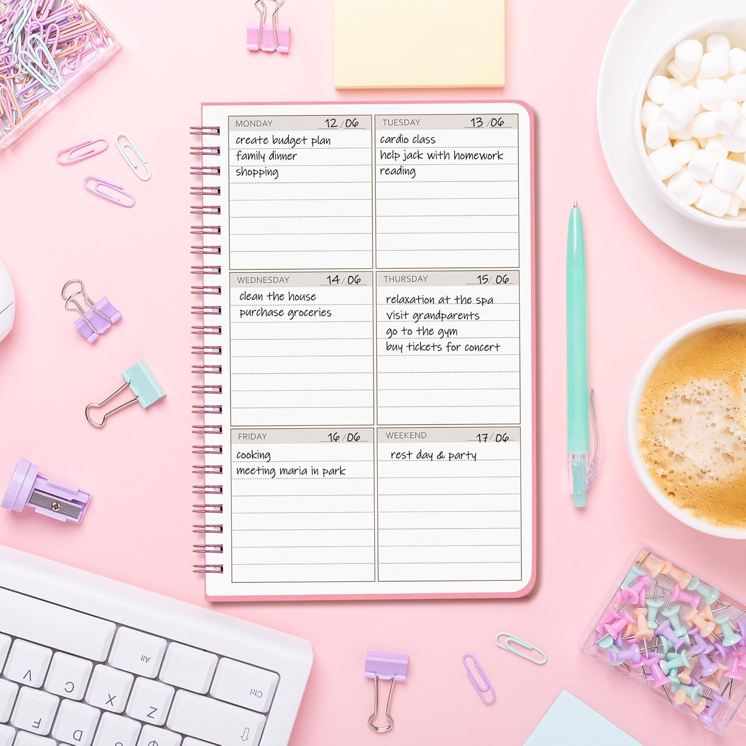 Weekly Planner Undated, Daily Planner, Habit Tracker Journal, Weekly Goals Schedule Planner with Spiral Binding, to Do List Notebook Calendars Organizers for Man & Women, 52 Weeks (14.8Cm X 21Cm) image number 5