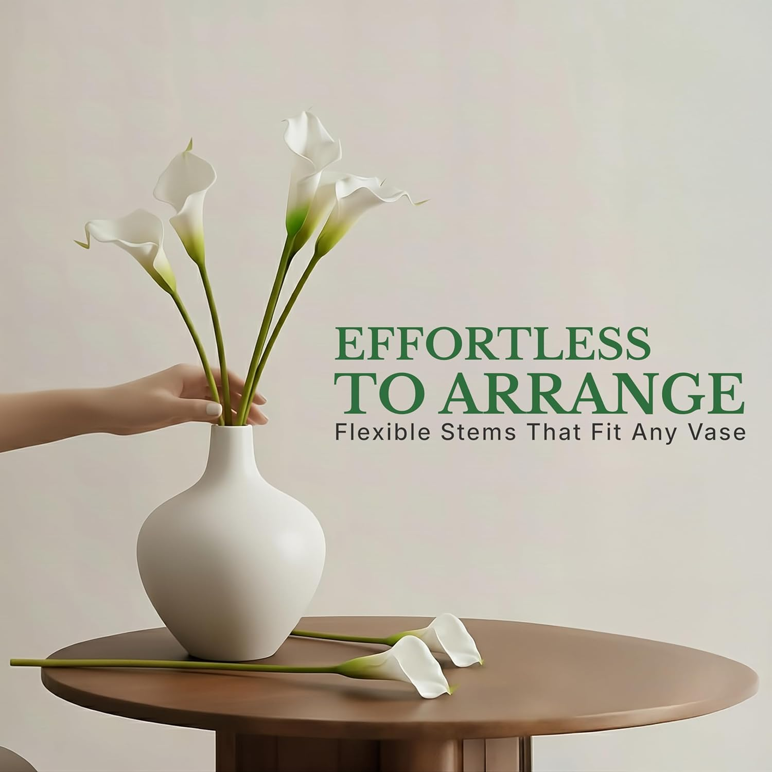 Mini Calla Lily Real Touch Faux Stems 1 Pack &ndash; Realistic Silk Flowers for Home Decor, Floral Arrangements, Bouquets & DIY Crafts &ndash; 50Cm Tall Artificial Plants image number 1