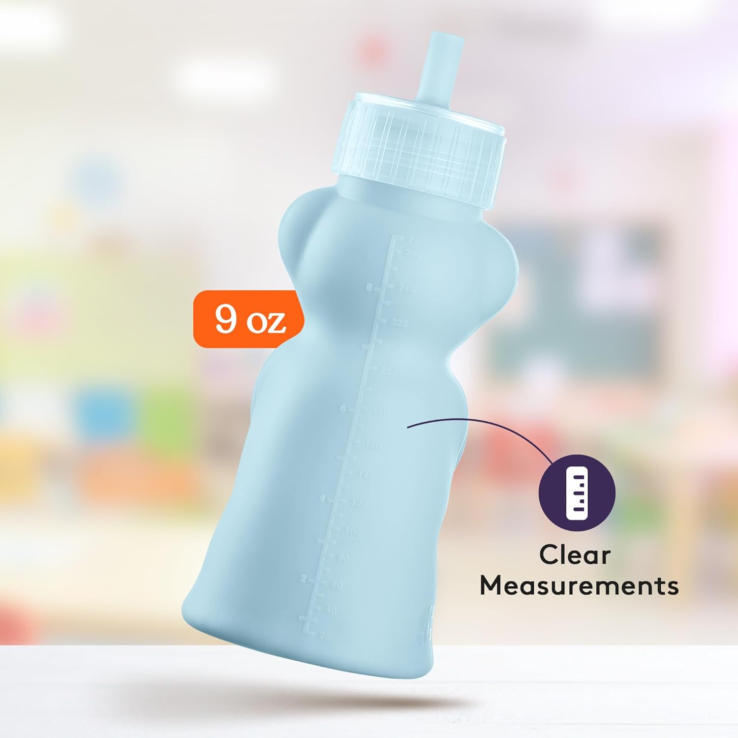 Special Supplies Honey Bear Straw Cup Long Straws, Squeezable Therapy and Special Needs Assistive Drink Container, Spill Proof and Leak Resistant Lid (Pack of 1 Bottle and 3 Straws) image number 4