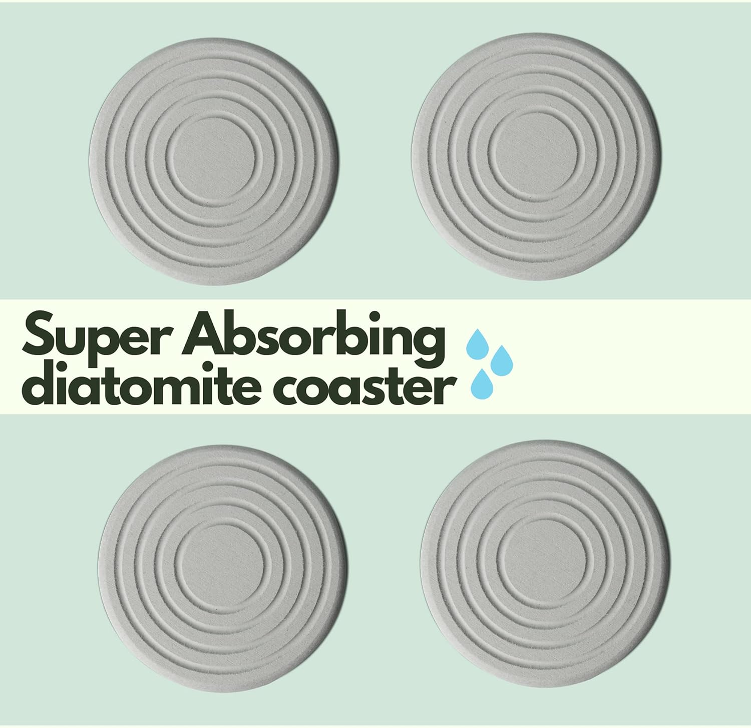 SKYLAR LIFE Absorbent Diatomite Coaster for Drinks and Plants, Fast Water Absorption, Non-Slip, Odorless, Eco-Friendly, Set of 4 image number 1