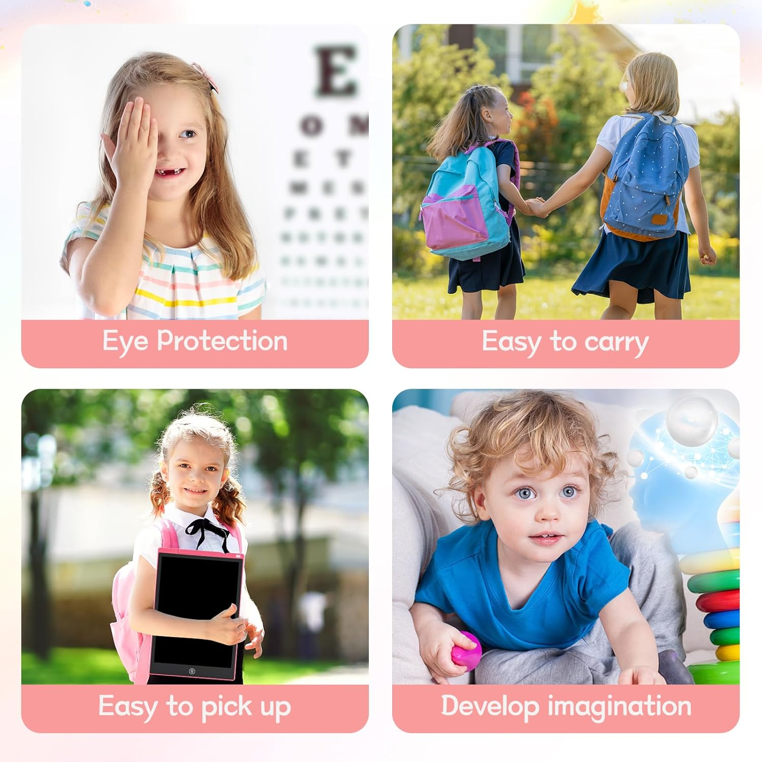 Blueswan Writing Tablet, 2 Pack Toddler Kids Toys, 12 Inch Doodle Board Drawing Pad, Travel Essentials No Mess Colouring Book for Kids, Toys Educational Birthday Gifts for Girls Boys Age 3-8 image number 3