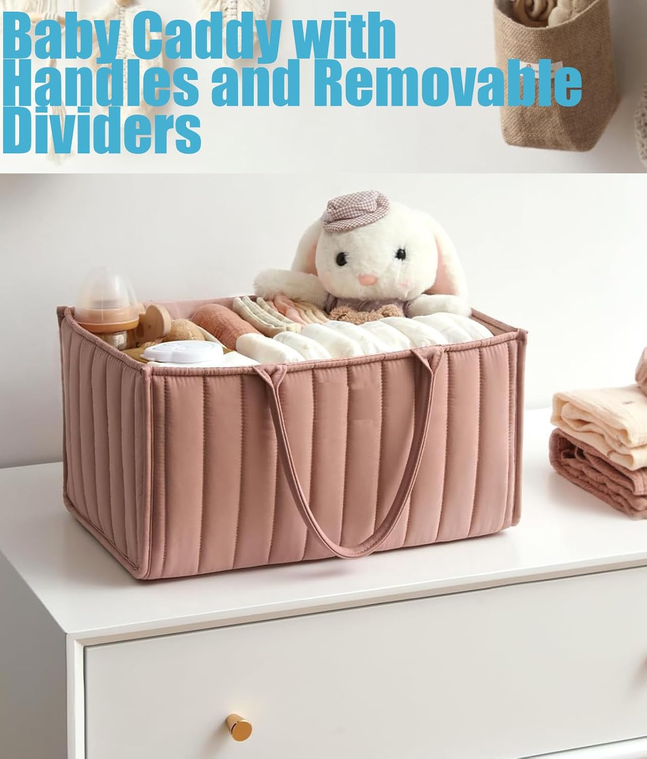 Baby Diaper Caddy Basket, Diaper Organizer for Changing Table Organizer, Baby Organizer for Newborn Shower List and Must - Haves image number 5