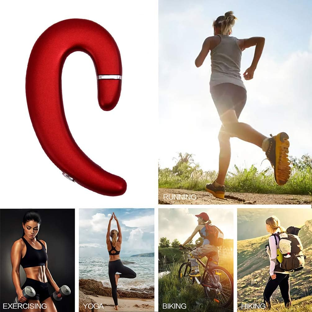 Wireless Bluetooth Headphone,Earpiece Earhook with Microphone Headset,Music Sport Earphones Noise Cancelling Painless Single Ear Earbuds for Sport Running Business Driving (Red) - White image number 7