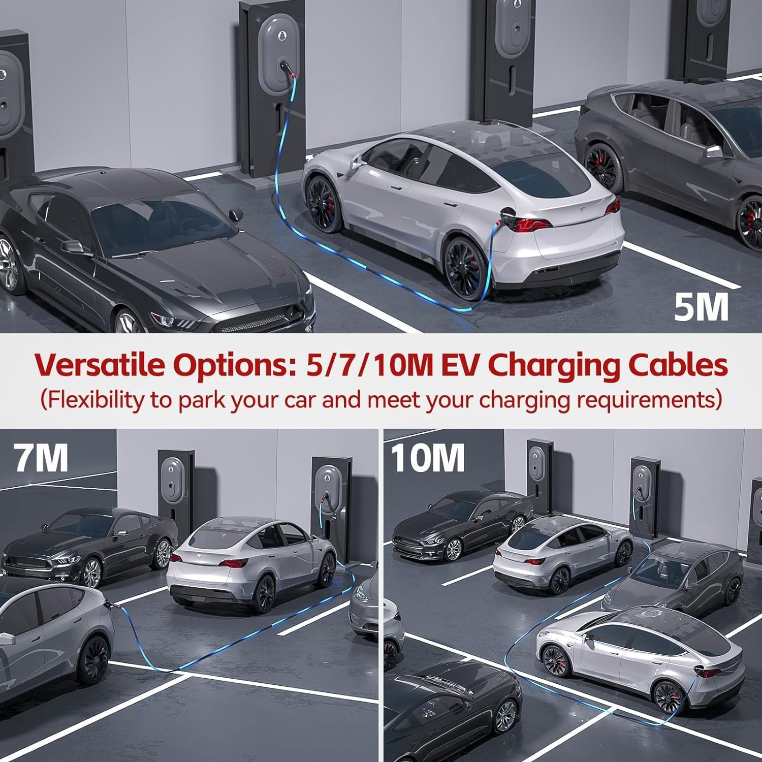Type 2 EV Charging Cable 7M 22 Kw - Electric Vehicle Car Charger Type 2| RCM Certified| 3 Phase | 480V | IP54 |7M TPU Cable Compatible with All Evs Tesla/Mg/Byd image number 4