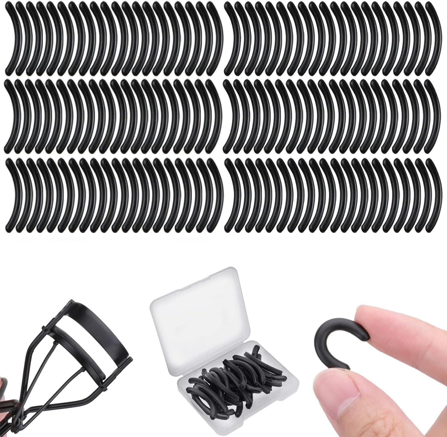 WADY 120 Pieces Eyelash Curler Refill Pads - Universal Replacement Rubber Pads for Lash Curlers (Black) image number 4