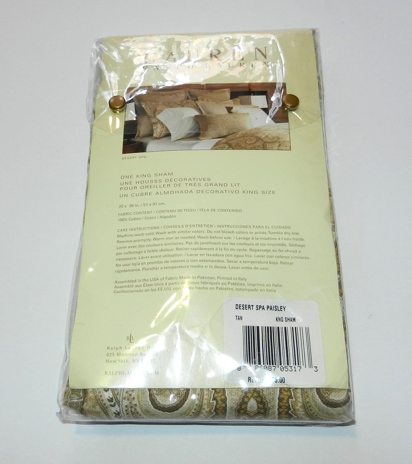 Lauren by Ralph Lauren Desert Spa Paisley King Sham