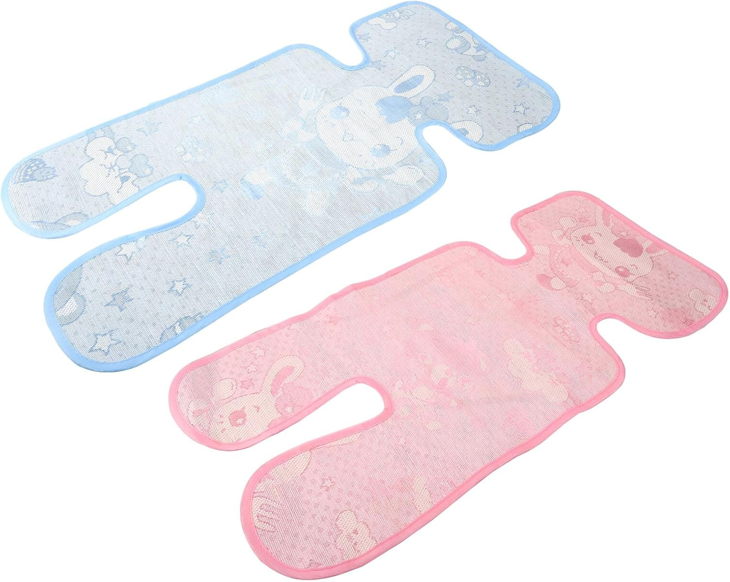 Abaodam 2Pcs Stroller Cooling Mat Set Summer Seat Cushion Ice Silk Blue Pink Thin Nonwoven Fabric Breathable Pad for Newborns image number 3