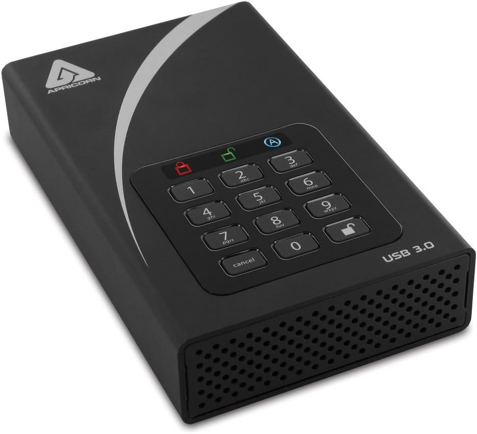 Apricorn Aegis Padlock 4 TB DT 256-Bit Encryption USB 3 Hard Drive (ADT-3PL256-4000) image number 1
