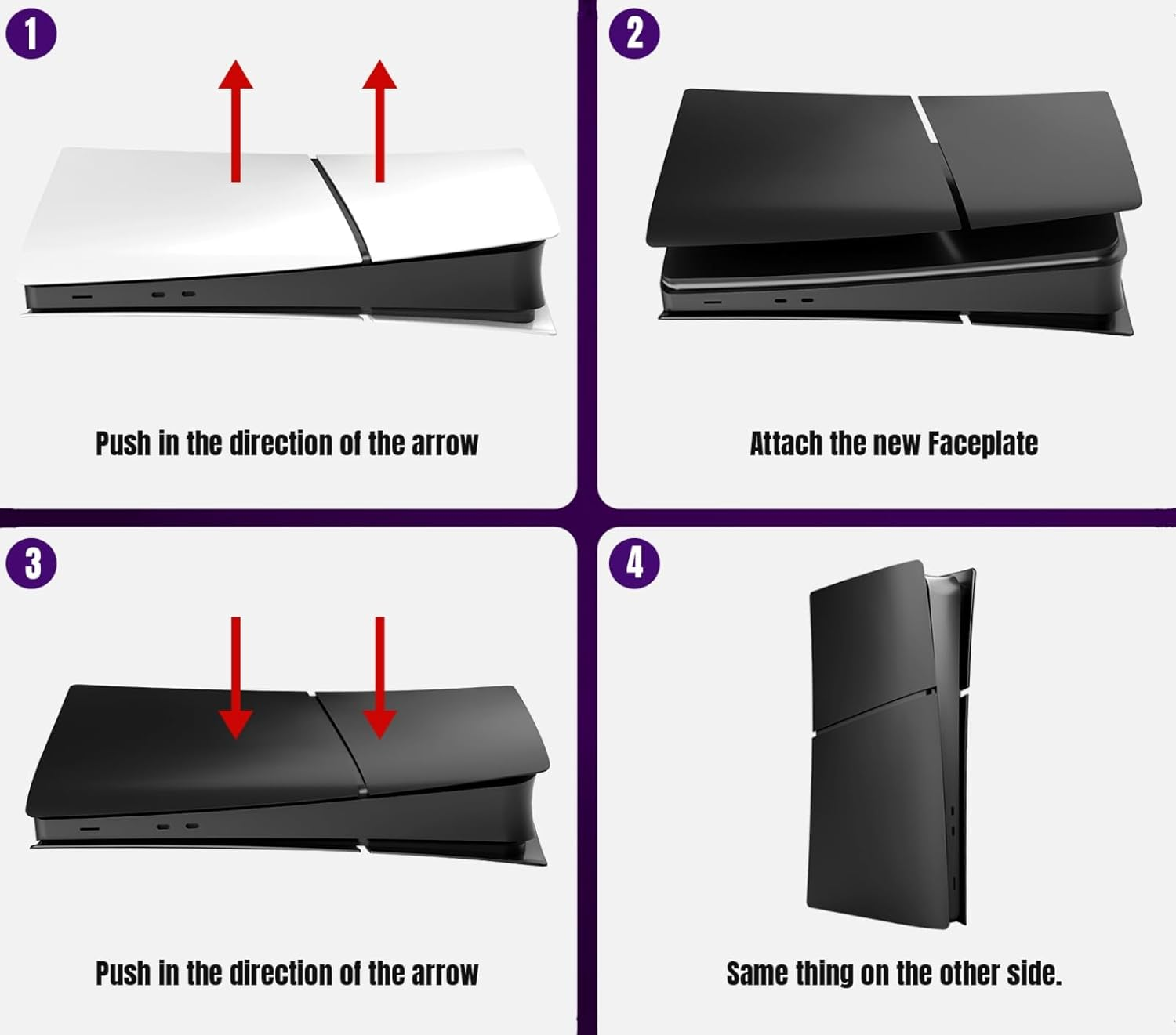 Slim Digital Edition Cover Plates for New PS5 Slim Console, Shell Panels Compatible with New Playstation 5 Slim Accessories Protective Replacement Faceplate (Black) image number 2