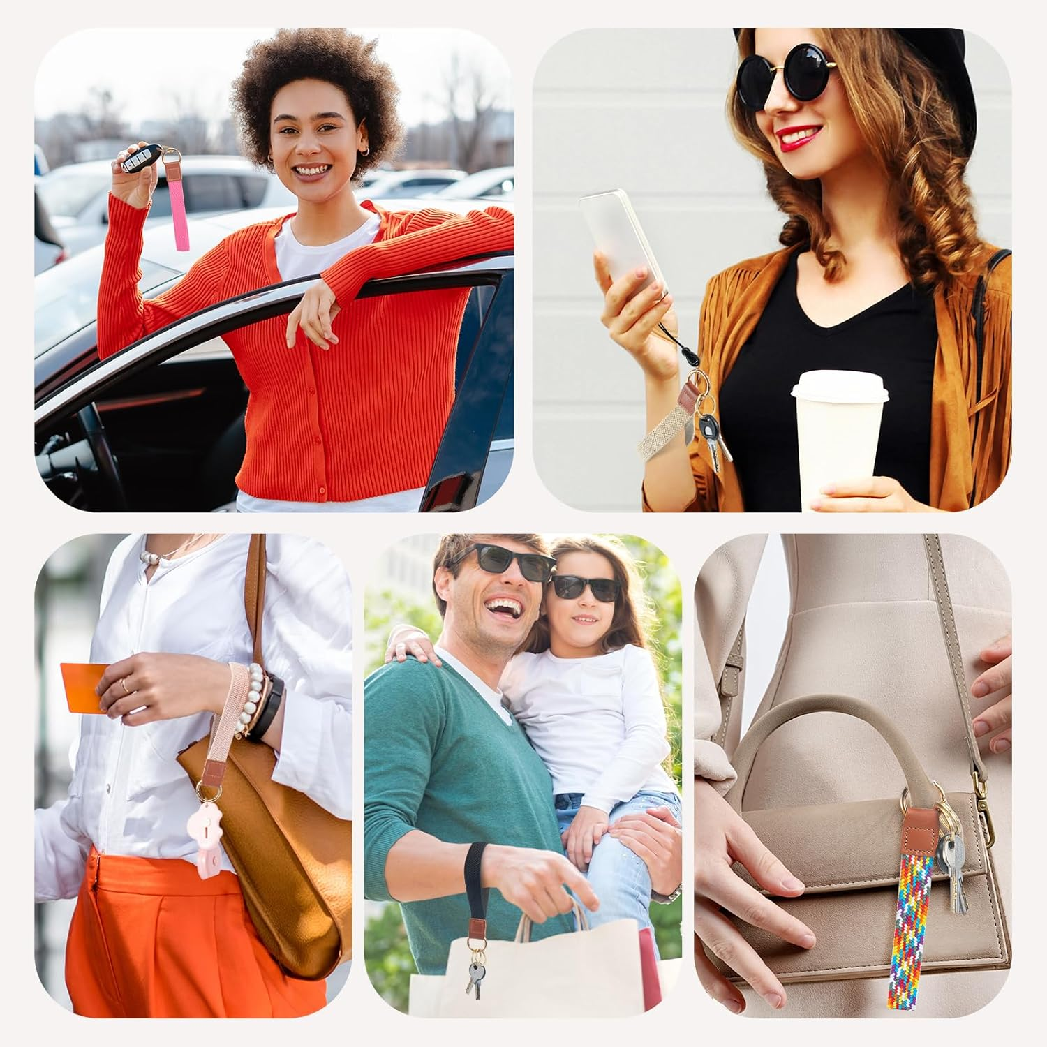 Enrfnox Wrist Lanyard, Stretchy Wristlet Keychain Lanyards, Cute Key Lanyard for Women Men, Short Key Chain for Car Keys image number 5