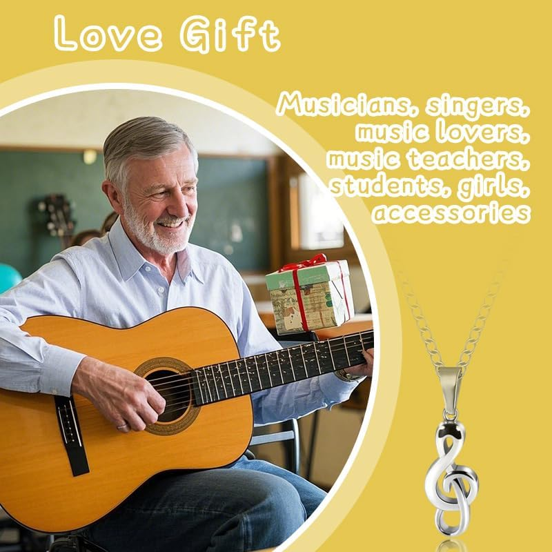 Music Note Necklace Earrings for Women Musical Treble Clef Necklace and Earring Set for Musical Lover Gifts Music Graduation Appreciation Gifts for Musician Theme Gift image number 5