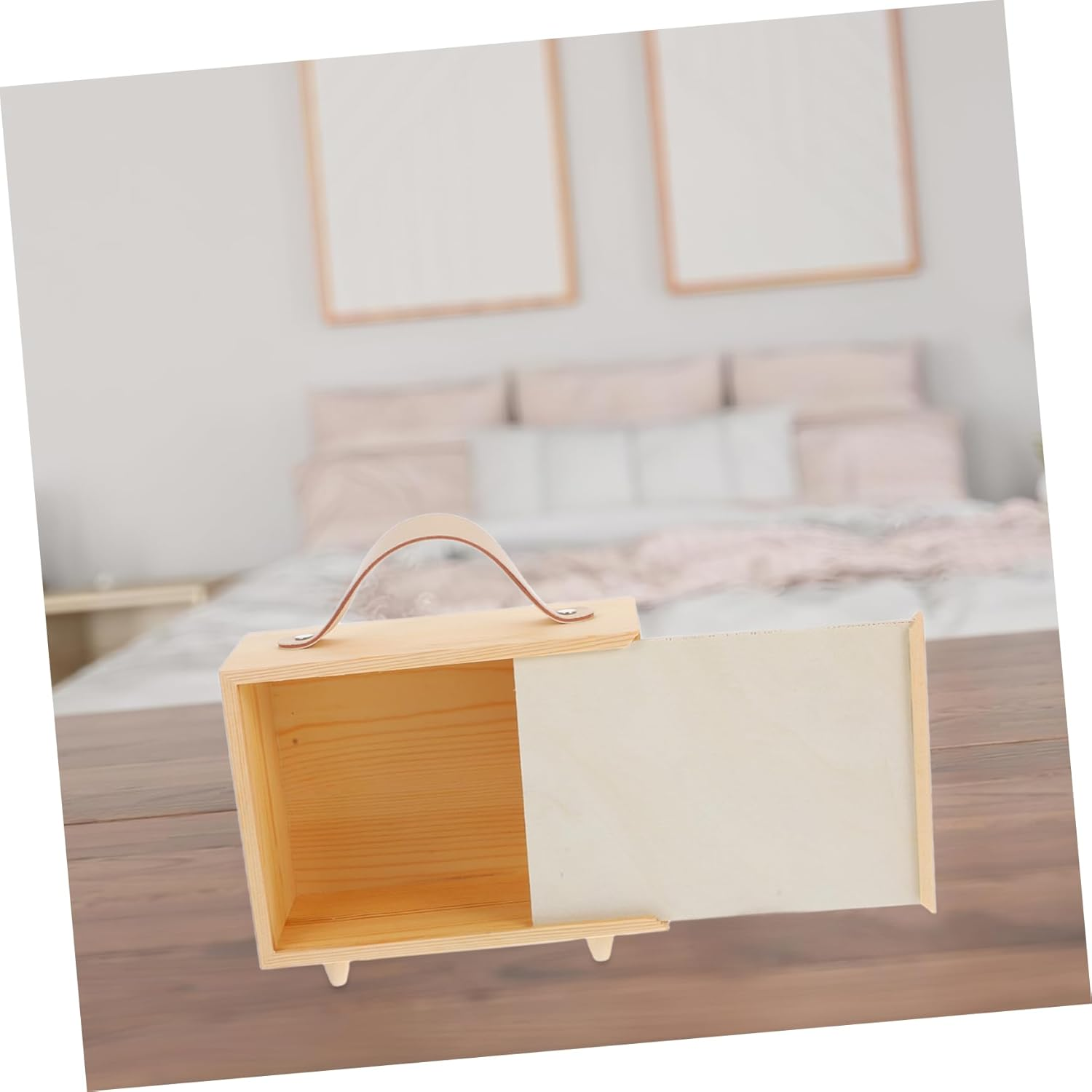 Rustic Wooden Keepsake Box with Portable Handle Unfinished Storage Container for Dolls Chocolates and Party Favors DIY Craft for Weddings and Special Events image number 4