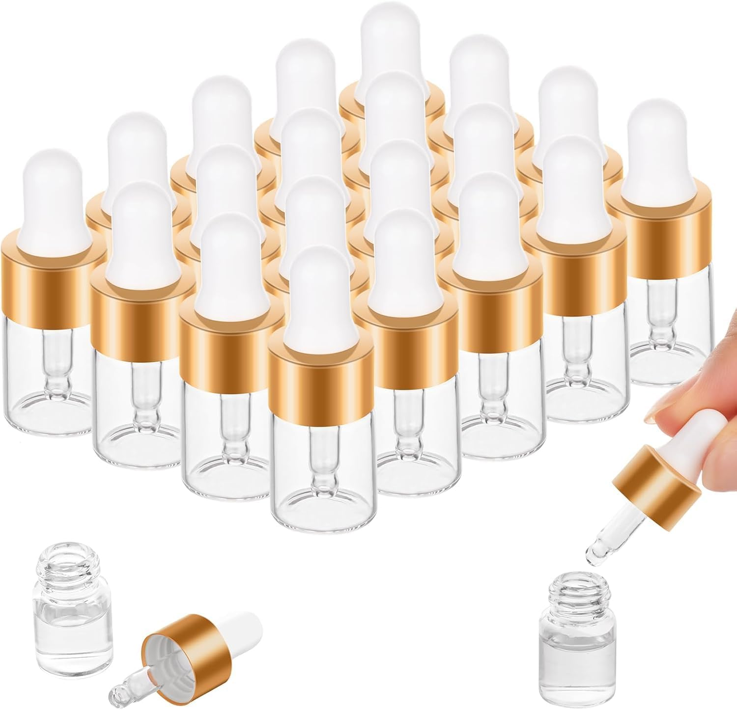 Dropper Bottle,20 Pack Mini Dropper Bottle for Cuticle Oil, 2Ml Small Sample Essential Oil Dropper Bottles for Travel, Clear Empty Vails for Cosmetic Perfume image number 4