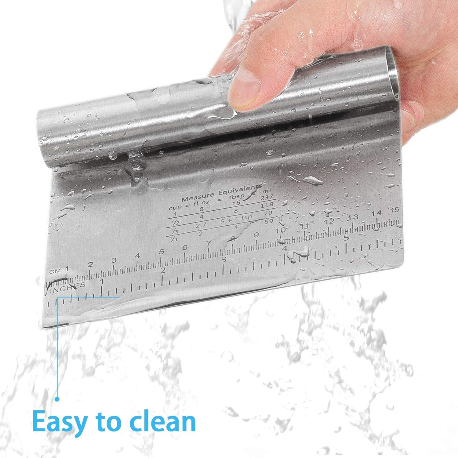 Pro Dough Pastry Scraper/Cutter/Chopper Stainless Steel Mirror Polished with Measuring Scale Multipurpose- Cake, Pizza Cutter - Pastry Bread Separator Scale Knife 2PCS image number 2