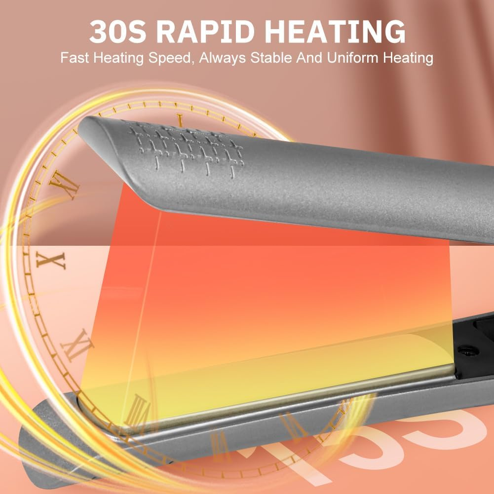 Alaoo Straightener Hair Straightener, Improved Version Ceramic Straight for Smooth & Shiny Hair, Hair Straightener, Professional Hair Straightener, 2-In-1 Straightener, Ideal for Straightening image number 2