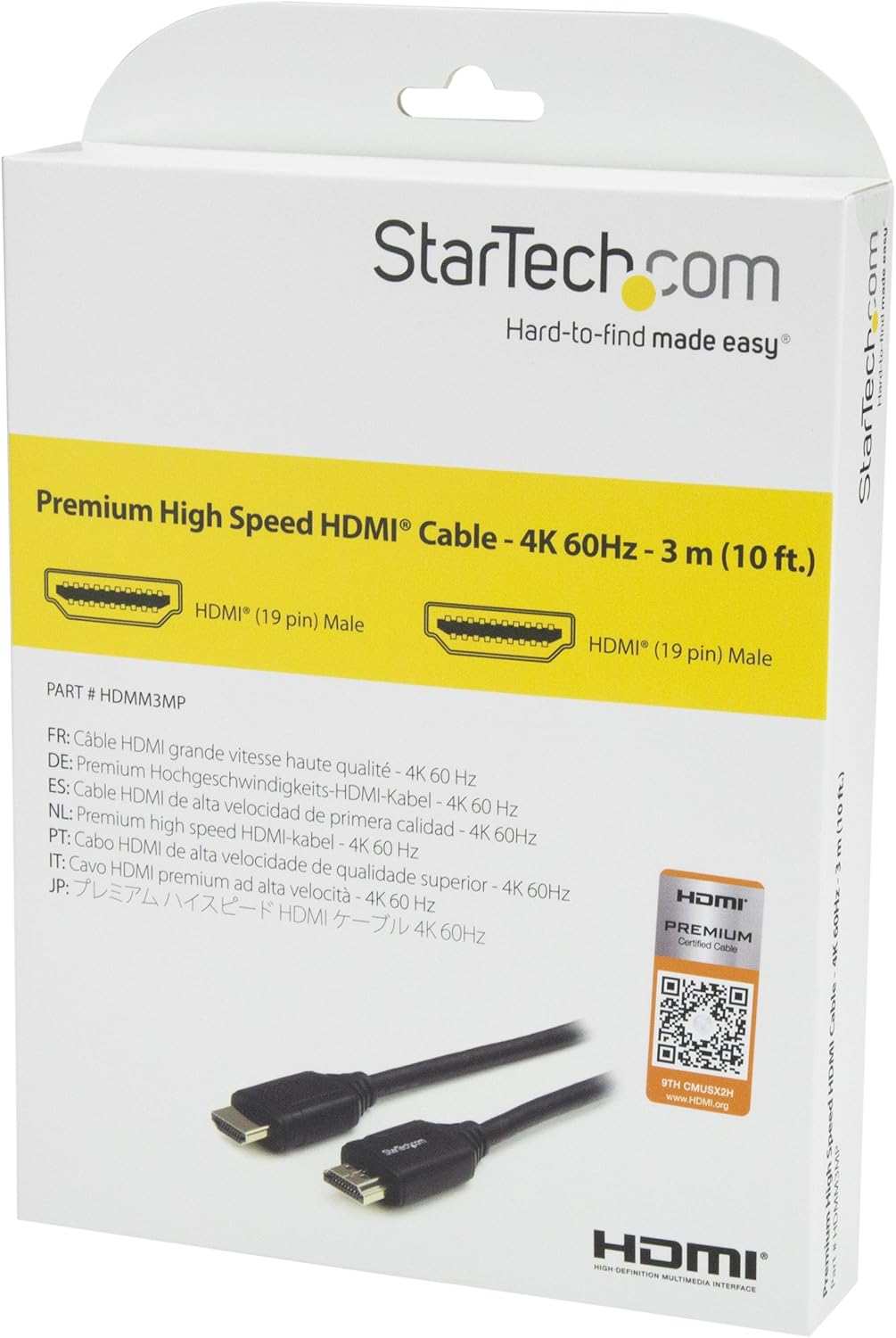 Startech.Com HDMM3MLP 4K 60Hz Premium HDMI Cable with Gripping Connectors, 3 Meter image number 4
